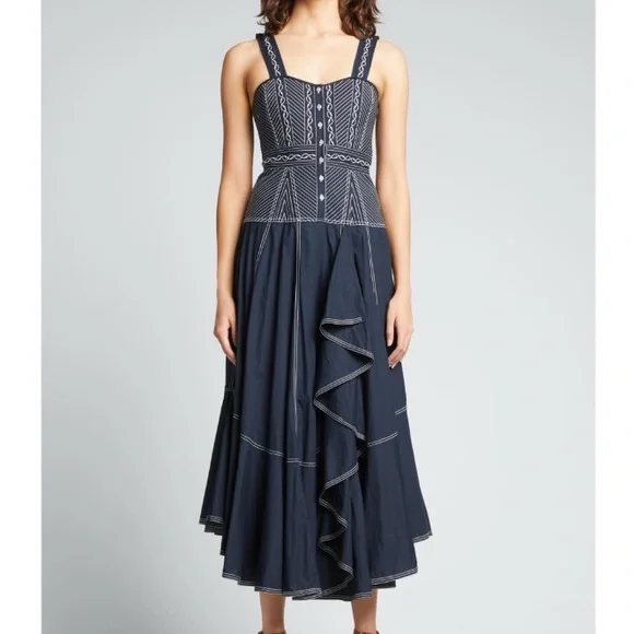ulla johnson white embroidered sleeveless midi dress Sonali Embroidered Midi Dress - Anemone main image 1